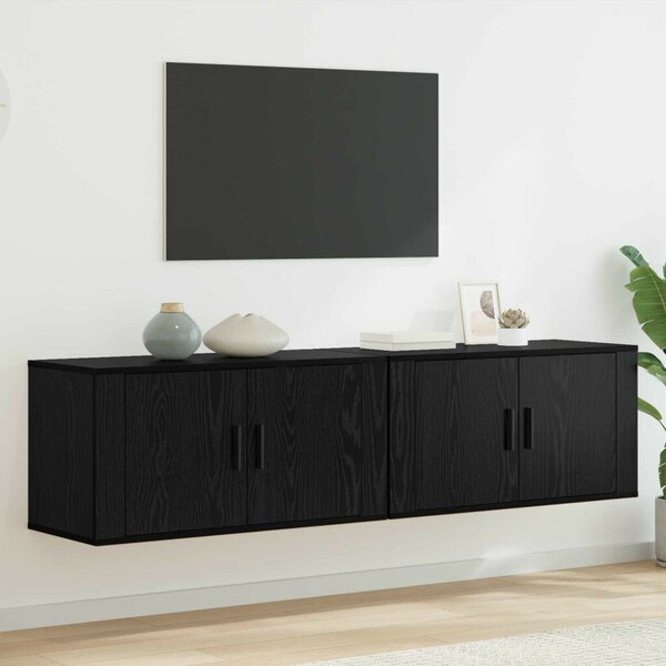 VidaXL Fali TV szekrény szett 2 pcs Fekete tölgy 80 x 34,5 x 40 cm