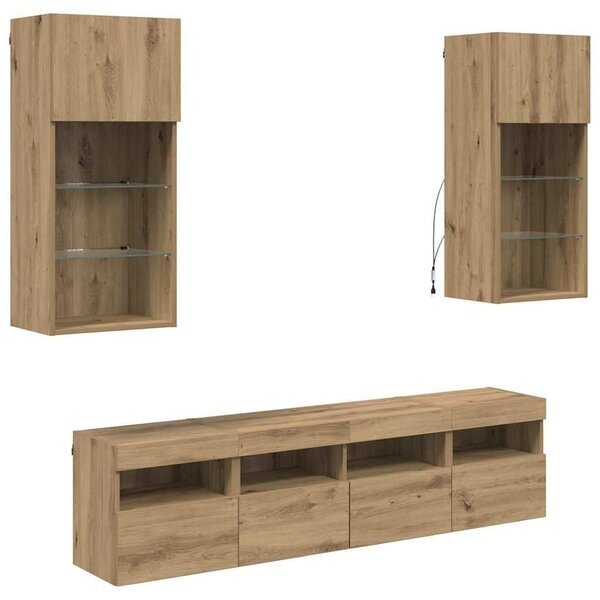 VidaXL TV Fali Egységek LED-del 5 pcs Artisan tölgy 40,5 x 30 x 90 cm