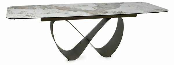 Infinity bővíthető étkezőasztal kerámia fényes fehér/réz 160-240 cm