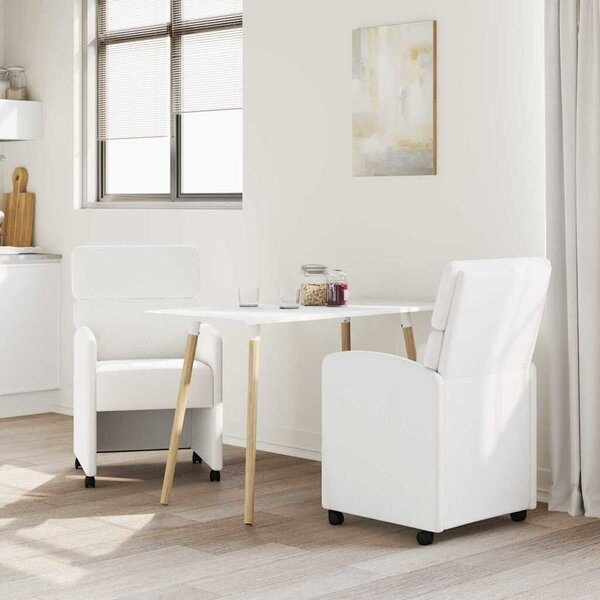 VidaXL Étkező Székek kerekekkel 2 pcs Fehér 58 x 65 x 98 cm Műbőr