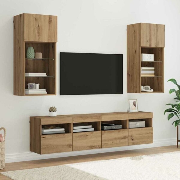 VidaXL TV Fali Egységek LED-del 5 pcs Artisan tölgy 40,5 x 30 x 90 cm