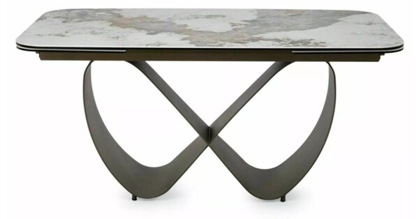 Infinity bővíthető étkezőasztal kerámia fényes fehér/réz 160-240 cm