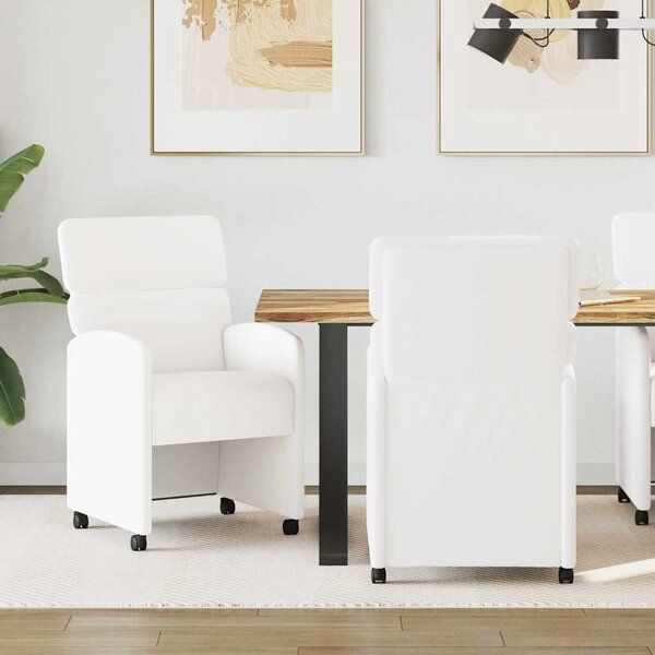 VidaXL Étkező Székek kerekekkel 2 pcs Fehér 58 x 65 x 98 cm Műbőr