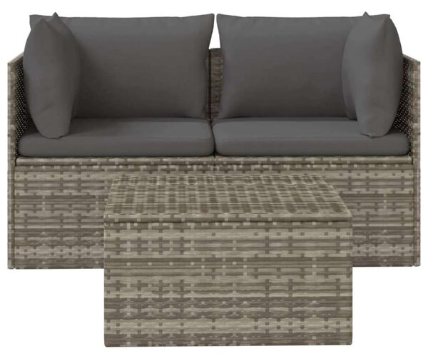 VidaXL Polyrattan Kerti Ülőgarnitúra - 3 részes - Szürke
