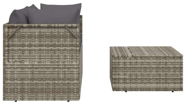 VidaXL Polyrattan Kerti Ülőgarnitúra - 3 részes - Szürke