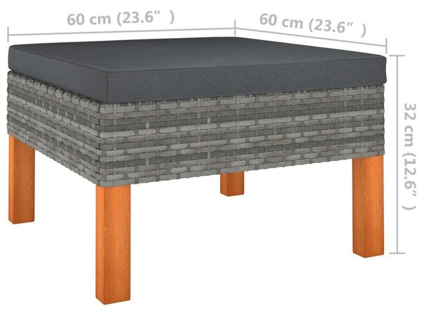 Polyrattan Kerti Ülőgarnitúra - 7 részes - Szürke