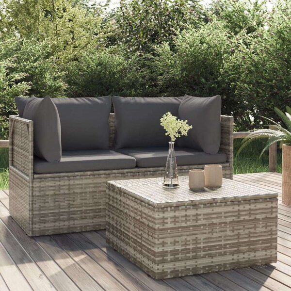 VidaXL Polyrattan Kerti Ülőgarnitúra - 3 részes - Szürke