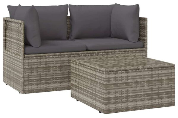 VidaXL Polyrattan Kerti Ülőgarnitúra - 3 részes - Szürke