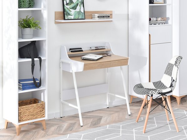 Minimalista íróasztal RENO - fehér / sonoma tölgy