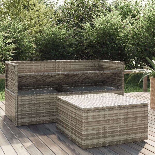 VidaXL Polyrattan Kerti Ülőgarnitúra - 3 részes - Szürke