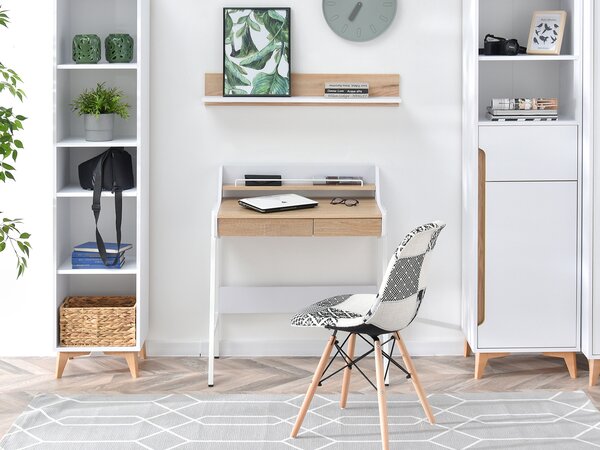 Minimalista íróasztal RENO - fehér / sonoma tölgy