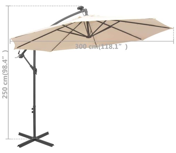 VidaXL Függő Napernyő - 300 cm - LED Világítással