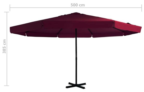 VidaXL Kültéri Napernyő - Bordó - 500 cm