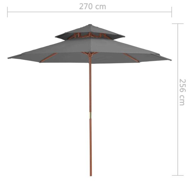 Kert Napernyő - Két Szintes - Fa Rúd - 270 cm