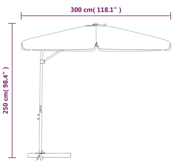 VidaXL Karos Napernyő - 300 cm - Bézs