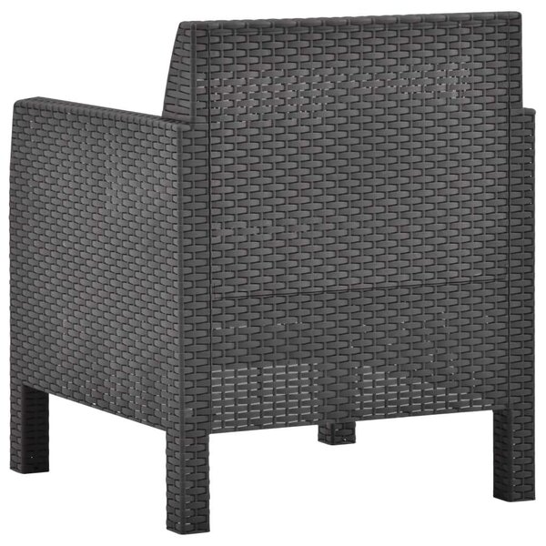 VidaXL Kertbútor Szett - 3 részes - Antracit PP Rattan