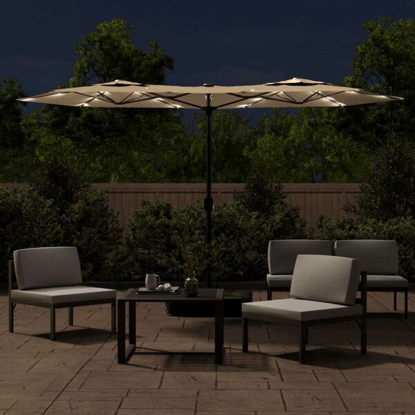 GardenLux Dupla Tetős Napernyő LED-del - 316x240 cm