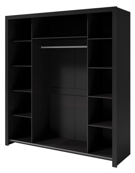 Gardróbszekrény 185 cm tolóajtókkal HAYWARD - zöld / fekete fogantyúk
