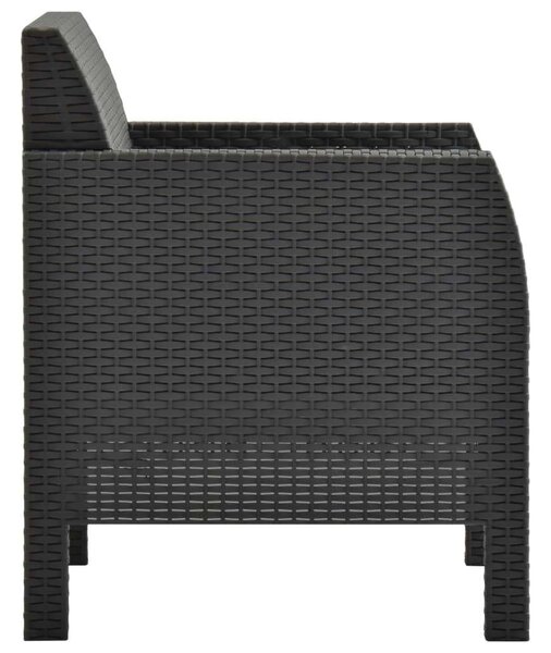 VidaXL Kertbútor Szett - 3 részes - Antracit PP Rattan