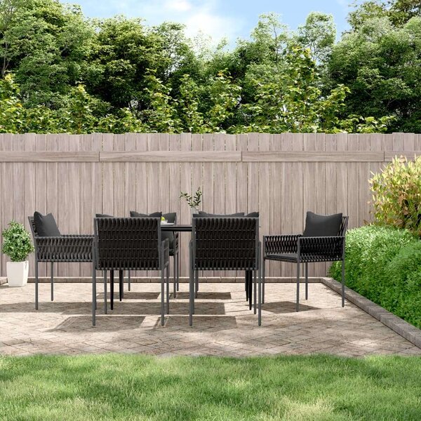 VidaXL 7-részes polyrattan és acél kerti étkezőgarnitúra párnával