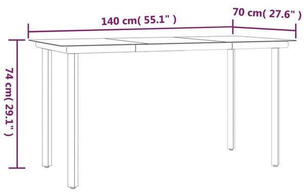 VidaXL 5-részes polyrattan és acél kerti étkezőgarnitúra párnával