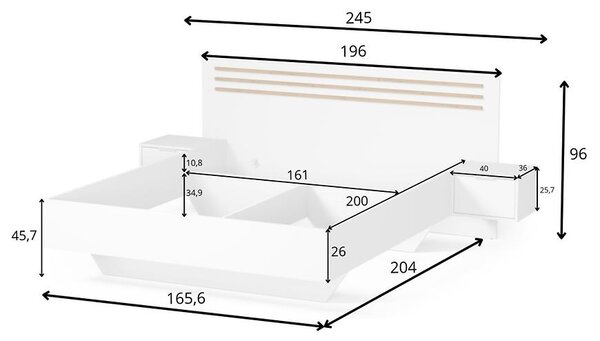 Franciaágy 160x200 TURBO - artisan tölgy / fehér + 2 db éjjeliszekrény INGYEN