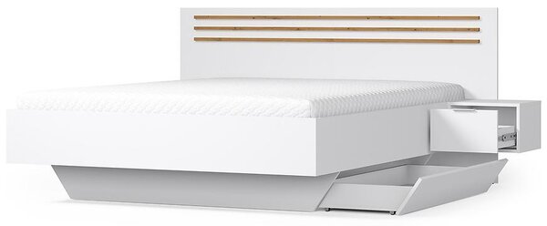 Franciaágy 160x200 TURBO - artisan tölgy / fehér + 2 db éjjeliszekrény INGYEN