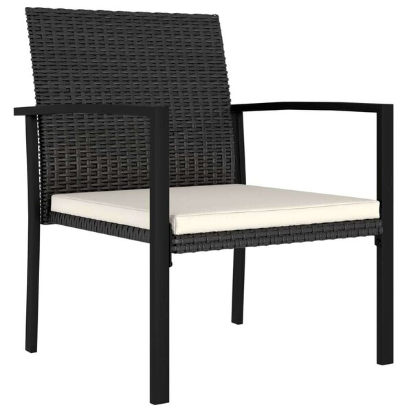 5 részes fekete polyrattan kerti étkezőgarnitúra