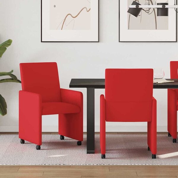 VidaXL Étkező Székek kerekekkel 2 pcs Piros 57 x 66 x 94 cm Műbőr