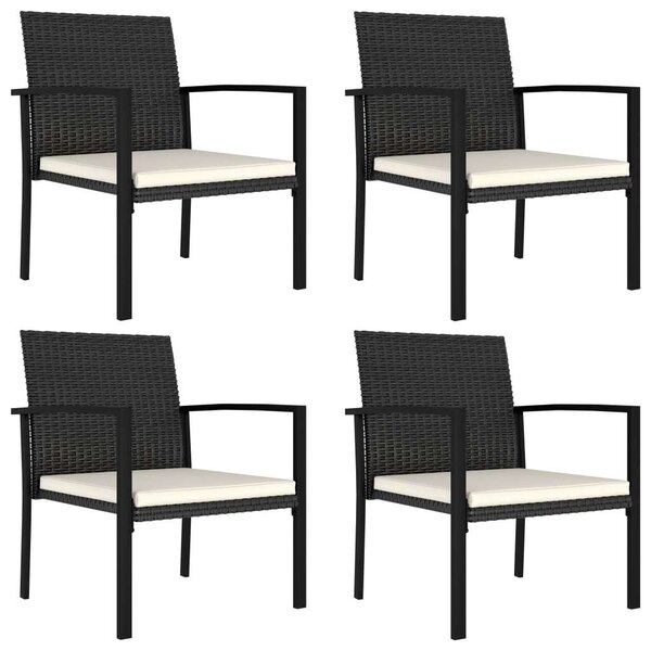 5 részes fekete polyrattan kerti étkezőgarnitúra