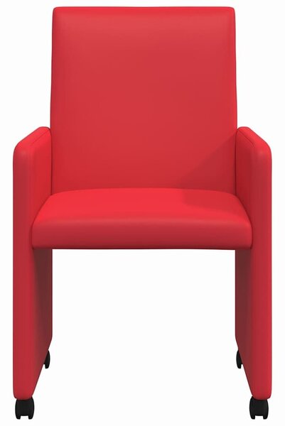 VidaXL Étkező Székek kerekekkel 2 pcs Piros 57 x 66 x 94 cm Műbőr