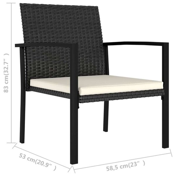 5 részes fekete polyrattan kerti étkezőgarnitúra