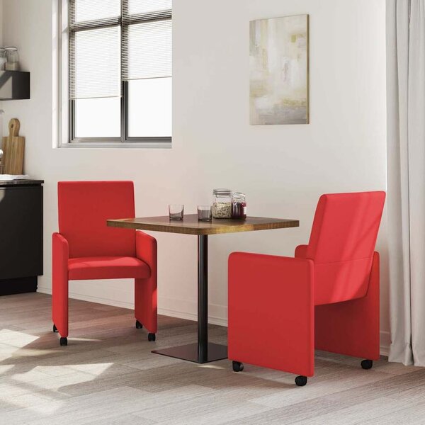 VidaXL Étkező Székek kerekekkel 2 pcs Piros 57 x 66 x 94 cm Műbőr