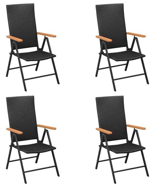 Polyrattan Kerti Étkezőgarnitúra - 5 részes - Fekete-Barna