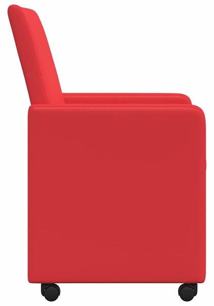 VidaXL Étkező Székek kerekekkel 2 pcs Piros 57 x 66 x 94 cm Műbőr