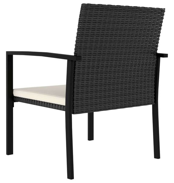 5 részes fekete polyrattan kerti étkezőgarnitúra