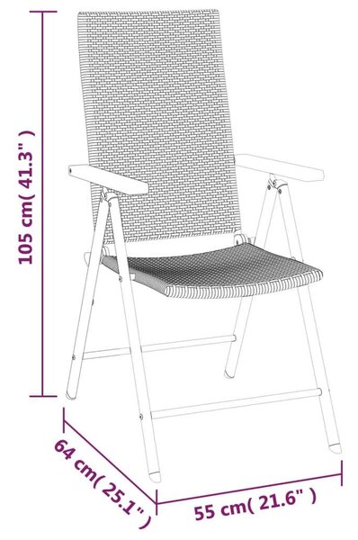 Polyrattan Kerti Étkezőgarnitúra - 5 részes - Fekete-Barna