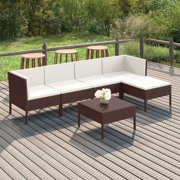 Polyrattan Kerti Ülőgarnitúra - 6 részes - Barna