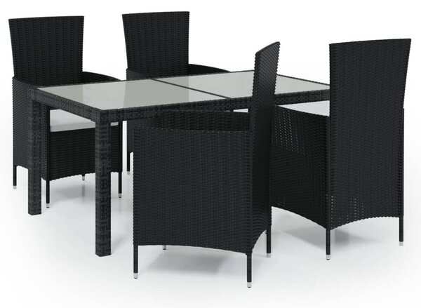 Polyrattan Kültéri Étkezőgarnitúra - 5 részes - Fekete
