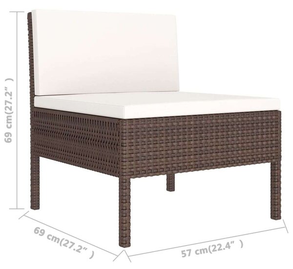 Polyrattan Kerti Ülőgarnitúra - 6 részes - Barna