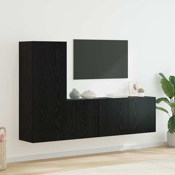 VidaXL TV Fali Egységek Falra szerelhető 5 pcs Fekete tölgy Faanyag