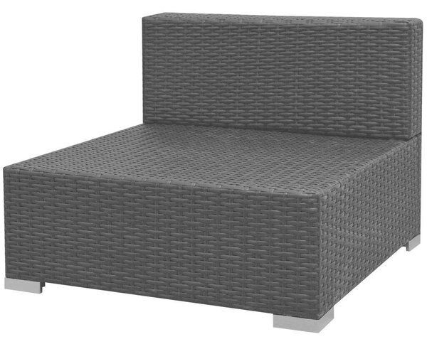 7 darabos fekete polyrattan kerti bútorszett napellenzővel