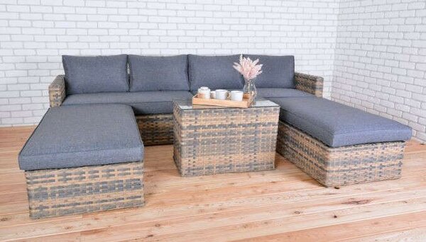 ROJAPLAST Hartford 5 részes műrattan kerti garnitúra