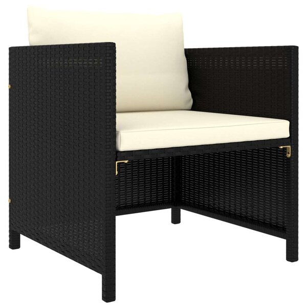 Polyrattan Kerti Ülőgarnitúra - 6 részes - Fekete