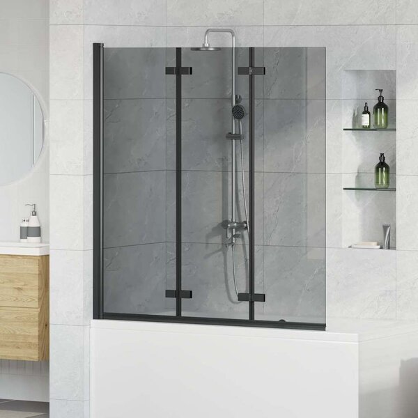 VidaXL Összecsukható Zuhanyzó Előtető Fekete 130 x 138 cm