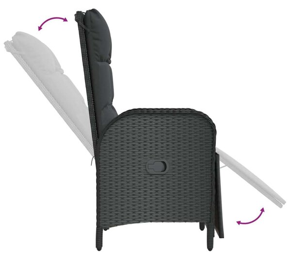 Polyrattan Kerti Étkezőgarnitúra - 5 részes - Fekete