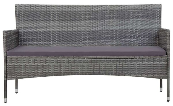 Polyrattan Kerti Ülőgarnitúra - Szürke - 4 részes