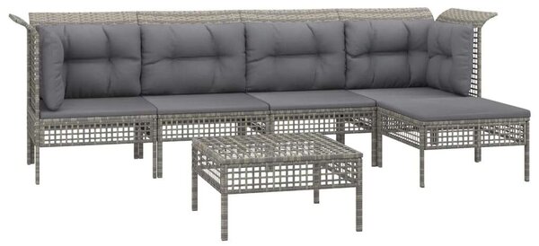 Polyrattan Kerti Ülőgarnitúra - 6 részes - Szürke