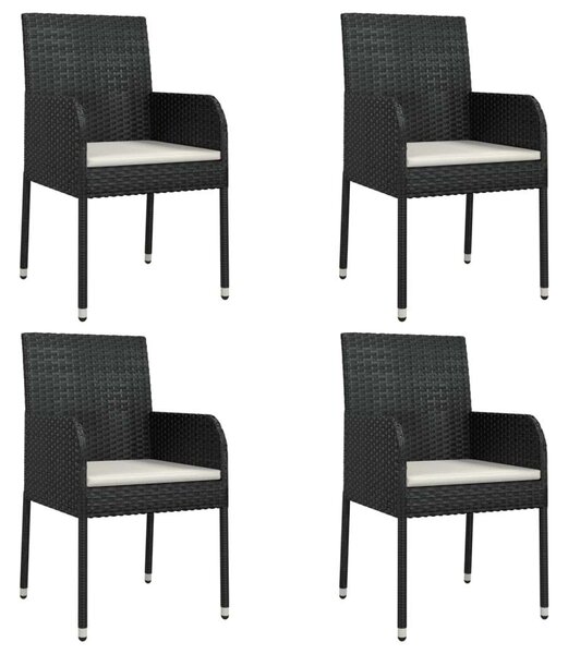 Polyrattan Kerti Étkezőgarnitúra - 5 részes - Fekete