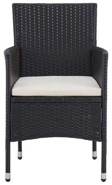 Polyrattan Kerti Étkezőgarnitúra - 5 részes - Fekete